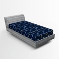 thumbnail image 2 of Ambesonne Night Fitted Sheet, Dark Sky Stars with Clouds, Twin Size, Dark Navy Blue and Mustard, 2 of 5