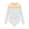 thumbnail image 4 of Linjinx Women Latin Dance Leotard Long Sleeve Latin Dance Fringe Salsa Tango Gymnastics Bodysuit White XXL, 4 of 4