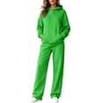 thumbnail image 2 of WULMLEO Matching Sets Women Clothing Matching Hooded Sweatshirts and Wide Leg Joggers Cute Two Piece Set Casual Lightweight Going Out Tracksuit Set Green L, 2 of 7