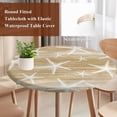 thumbnail image 3 of Light Brown Coastal Starfish Round Tablecloth 36-44 Inch Round Fitted Table Cloth with Elastic Edge, Nautical Summer Beach Ocean Waterproof Table Cover Protector for Outdoor Picnic Party Dining, 3 of 9