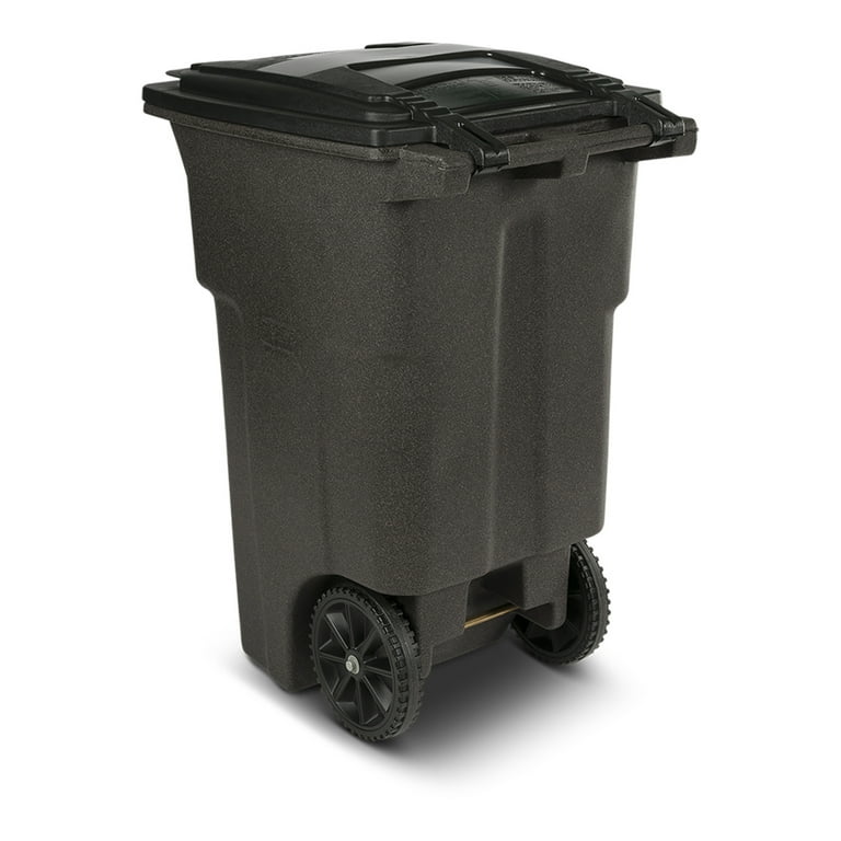 Toter Large Rolling Garbage Bin, 64 Gallon Brownstone Trash Can
