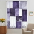 thumbnail image 3 of Purple Geometric Sheer Curtains 96 Inches Long, Vintage Oil Painting Contemporary Light Filering Curtains, Privacy Drapes Simi Floor to Veiling Curtain for Living Room Bedroom Large Window Treatment, 3 of 9