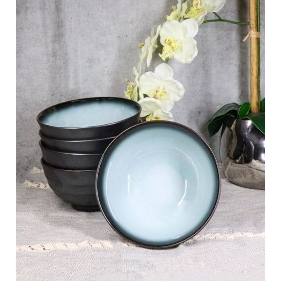 Pack Of 5 Blue Sky Seikai Art Ceramic Soup Salad Rice Donburi Poke Bowls 24oz