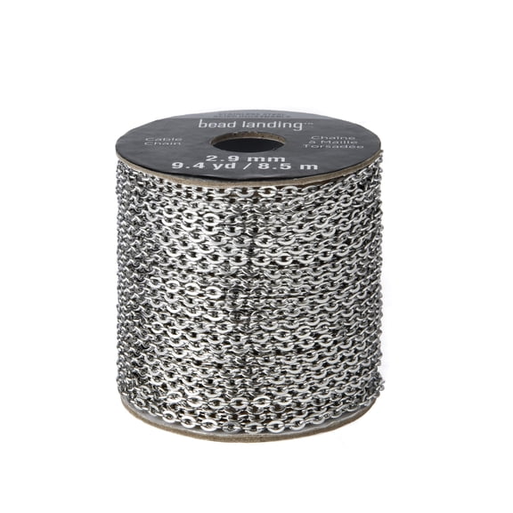 Bead Landing Cable Chain - Stainless Steel Nickel Free - Silver - 9.4 yd. Length - 1-Spool