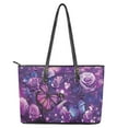 thumbnail image 4 of ZUXONGSY Roses Butterfly Print Top Handle Bag for Women PU Leather Top Handle Tote Bag Portable Satchel Handbags with Zippered for Shopping Work, 4 of 5