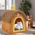 thumbnail image 1 of Cama para gatos de interior, suave, cálida y bonita, con cojín extraíble para gatos, gatitos y perros pequeños. También sirve como casita decorativa t S, 1 of 8