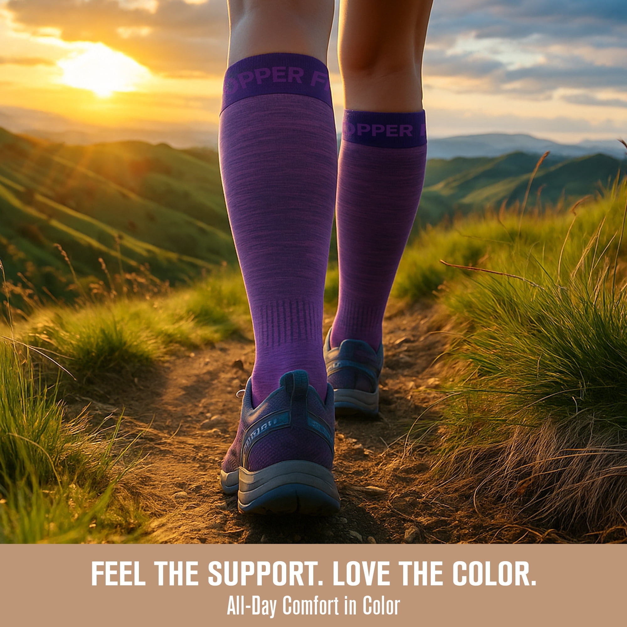 Copper Fit® Compression Socks, Copper Infused Easy-On/Off, 1-pair, Unisex, Heather Purple, S/M