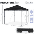 thumbnail image 5 of Alden Design 10x10FT Pop-up Canopy with One-Push-To-Lock Setup Mechanism for Outdoor, Black, 5 of 10