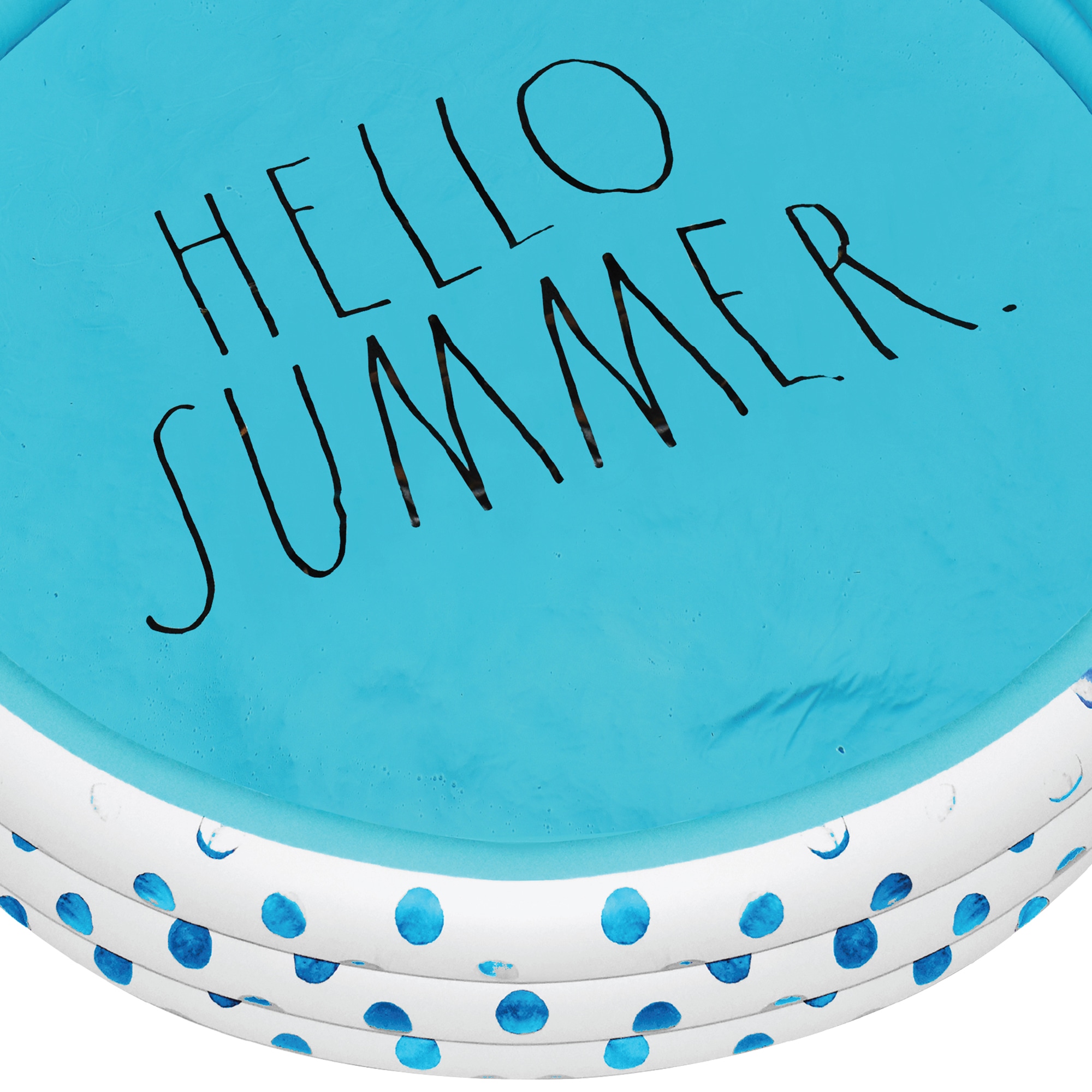 Rae Dunn: Hello Summer Aqua Poka Dots -46" Mini Pool, CocoNut Float, Outdoor Inflatable Water Kiddie Pool, Kids Ages 5+