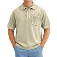 thumbnail image 4 of IWRICH Men's Corduroy Baggy Polo Shirts Button up Short Sleeve Collared T Shirts Casual Trendy Solid Color Shirts with Pocket Beige S, 4 of 4