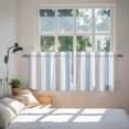 thumbnail image 4 of Light Blue Grey Stripe Tier Curtains, Modern Farmhouse Vertical Striped Light Filtering Kitchen Curtains, 2Pcs Rod Pocket Half Window Treatments Panels for Sink Cafe Cabinet Camper 27.5x36 Inches, 4 of 9