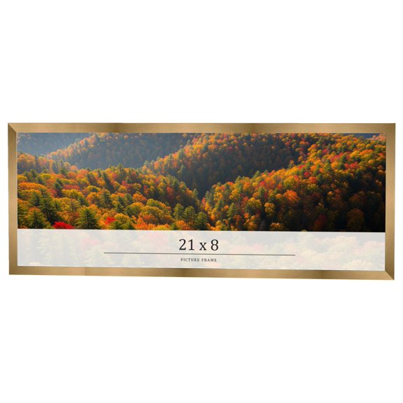 21x8 Frame Gold Bronze Solid Wood Picture Frame Width 0.75 Inches | Interior Frame Depth 0.5 Inches