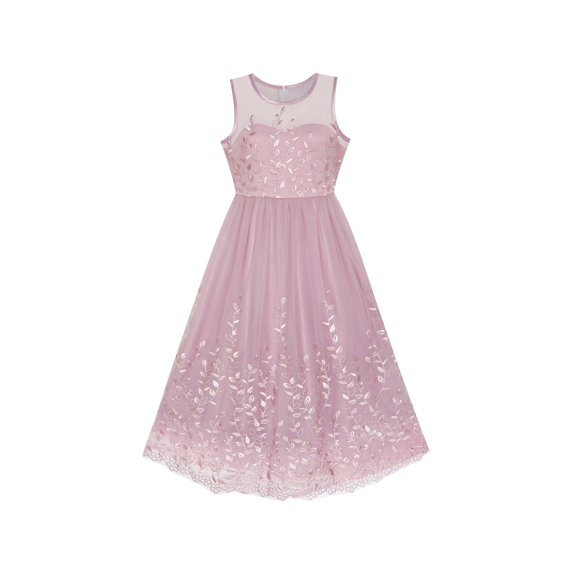 Flower Girls Dress Purple Embroidery Floral Wedding Bridesmaid 12