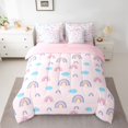 thumbnail image 3 of Manfei Watercolor Rainbow Twin Bedding, Galaxy Cloud Print Bedding Comforter Set, Light Pink, Pink Reversible, 7-Piece, 3 of 6