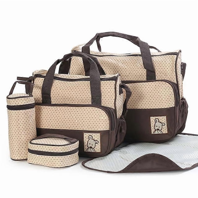 Baby Mom Comfort Diaper Bag Set 5 Pieces Large Capacity - with Dot Pattern Multicolor O