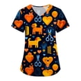 thumbnail image 3 of Iaqnaocc Scrub Tops Women Plus Size Dog Animal Print Nursing Uniform Fashion V-Neck Side Slits Scrub Shirt Party Short Sleeve Medical Workwear with Pockets Multicolor 4XL, 3 of 5