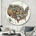 thumbnail image 3 of Designart 'carte des Monuments de l'État' Art Mural Rond Traditionnel en Métal, 3 of 3
