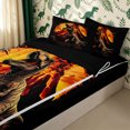 thumbnail image 3 of meiyoeat Vintage Dino Zipper Full Size Comforter Sets with Fitted Sheet and 2 Pillowcases for Men Boys, Volcanic Wildlife Zipper Bedding Set, Black Orange, Black Reversible, 4 Pieces, 3 of 7