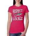 thumbnail image 2 of Wild Bobby Respect The Locals Save Our Oceans Shark Animal Lover Women Slim Fit Junior Tee, Raspberry, X-Large, 2 of 6