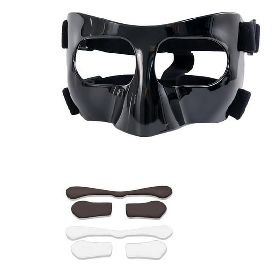 Sports Face Guard, Nose Guard for Broken Nose, Basketball Football Softball Training Face Protect Shield, Black Close