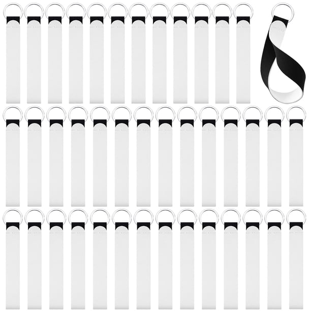 Llavero de pulsera Frienda, 40 piezas, en blanco a granel, de neopreno por sublimación, blanco a granel, llavero para manualidades y mujeres