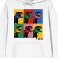 thumbnail image 7 of Jurassic Park T-Rex Multicolored Backgrounds Long Sleeve White Adult Hooded Sweatshirt-XXL, 7 of 7