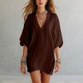 thumbnail image 5 of WCJM Womens Button Down Swimsuit Cover Up Bathing Suit Cover Up Shirt Dress Summer Beach (Coffee,S), 5 of 5