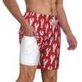thumbnail image 2 of Sigee Cartoon Lobster Print Mens Swim Trunks with Compression Liner Quick Dry Swim Stretch Beach Shorts with Pockets,S-3XL, 2 of 7