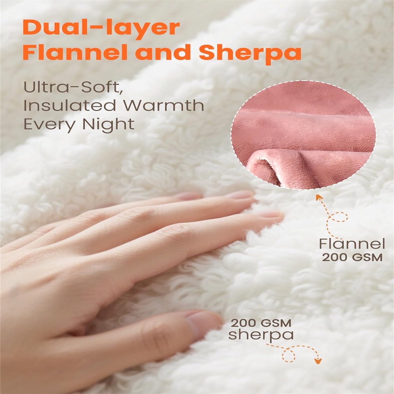 Electric Heated Blanket Full Size, Ultra‑Cozy Premium Flannel & Sherpa, Even Heat Distribution & Stable Temp, 1–10H Auto‑Off, 8 Temps (86–125.6°F), Overheat Protection, Ideal Gifts for Grandma