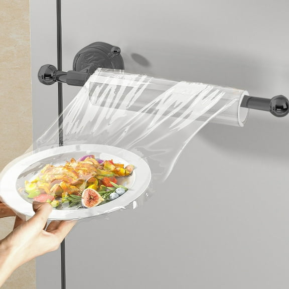 PPgejGEK Countertop Paper Towel Holder Stand with Suction Cup Base for Kitchen Bathroom 12.79 x 3.07 x 2.36 inches (32.5x7.8x6cm) Vertical Roll Dispenser for Foil Wrap Storage