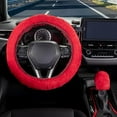 thumbnail image 2 of Furry Car Steering Wheel Cover with Fluffy Gear Shift Cover Soft Warm Non-Slip Car Decoration for Women Girls 3 PCS Set, 2 of 6