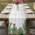 thumbnail image 4 of Green Cactus Tropical Table Runner 72 Inches, Grey Wooden Summer Bed Runner Dresser Scarves Tabletop for Indoor Outdoor Parties/Ceremony/Banquet, 18" x 72", 4 of 9