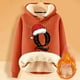 thumbnail image 2 of WILLBEST Sudadera con Capucha para Mujer, con Estampado de Letras Navideñas Sudadera Gruesa de Lana, Cálida para El Invierno Tops de Moda XX-Grande, 2 of 4