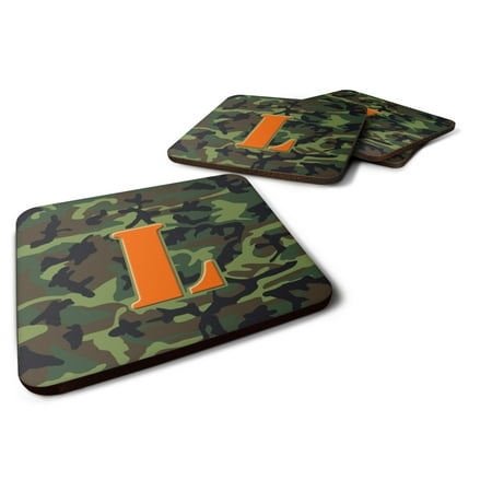 

Carolines Treasures CJ1030-LFC Letter L Monogram - Camo Green Foam Coaster Set of 4 3 1/2 x 3 1/2 multicolor