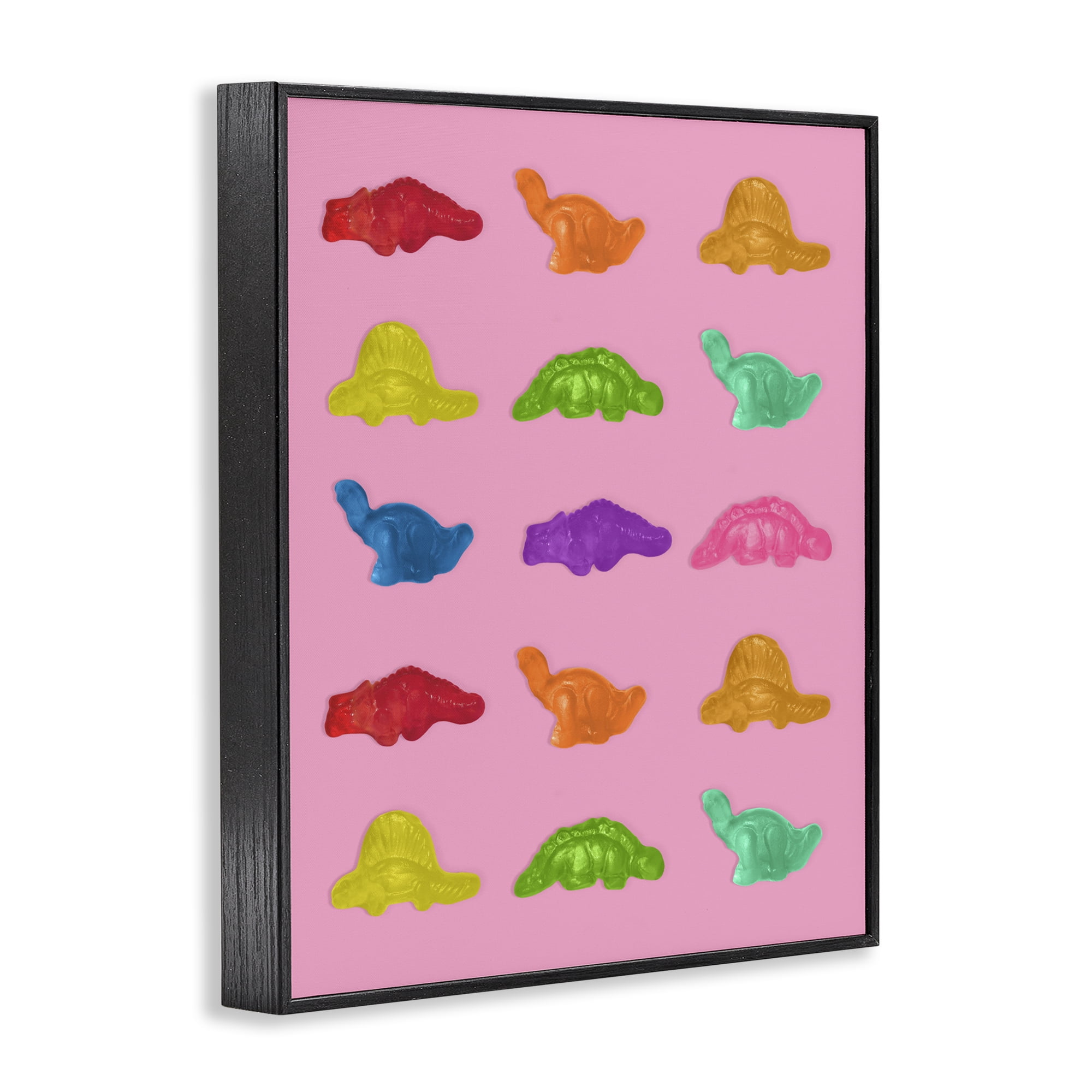 Stupell Industries Dinosaur Candies on Pink Black Framed Giclee Art, design by LISH Creative