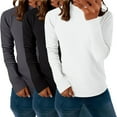 thumbnail image 3 of Comdrip Women Fall Clothes, 3 Pack Long Sleeve Shirts for Women Women's Fashion Casual Soft Basic Tee Tops Fall Outfit Clothes Mock Turtleneck for Women Black L, 3 of 5