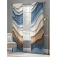 thumbnail image 3 of Blue Brown Ombre Sheer Curtains 96 Inch Length 2 Panels Set, Modern Abstract Aesthetics Geometric Voile Window Treatment Semi Sheer Long Curtains Drapes for Bedroom/Living Room/Kitchen 52"x96"x2, 3 of 7