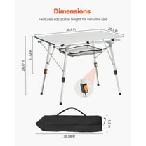 Compact Outdoor Camping Table - Aluminum Roll Up Table with Mesh Surface for Easy Cleaning, Ideal for Picnics, Fishing & Hiking