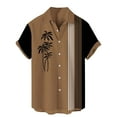thumbnail image 2 of DDAPJ pyju Mens Hawaiian Bowling Shirts Tropical Print Casual Button Down Shirts Short Sleeve Lapel Aloha Shirt Summer Holiday Beach Shirts Brown XL, 2 of 3