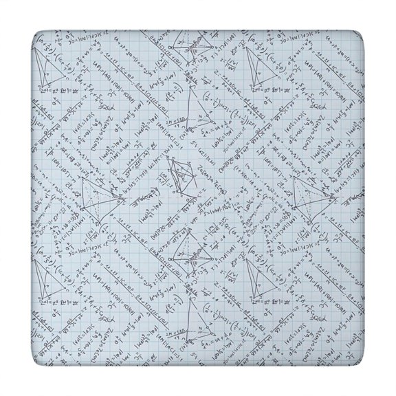 Math Equations Grid Notes Pattern Square Fitted Tablecloth with Elastic Edge,Square Table Cover,Washable Elastic Table Cover for Home Kitchen Party Decor 34"x34"