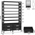thumbnail image 5 of Tribesigns 10 Tier Vertical Shoe Rack Organizer with 4 Large Bins Drawers, 50 Pairs Shoe Free Standing Tall Shoe Shelf Storage Organizer for Bedroom Hallway Garage, Black, 5 of 5