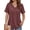 Red Wood, variant on Deep V Neck Womens Tops Curved Hem Shirts for Women Fashion Trendy Blouses Casual Loose Fit Tees Tops