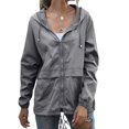 thumbnail image 1 of Women Hooded Jacket Waterproof Drawstring Hiking Rain Jacket Outwear Outdoor Sports Coat Jacket, 1 of 6