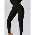 thumbnail image 6 of Fashion Zipper Long Sleeve Fitness Overalls Women Sportswear Quick-dry Gym Yoga Jumpsuit Black Sport Set Women One Piece Outfit, 6 of 6