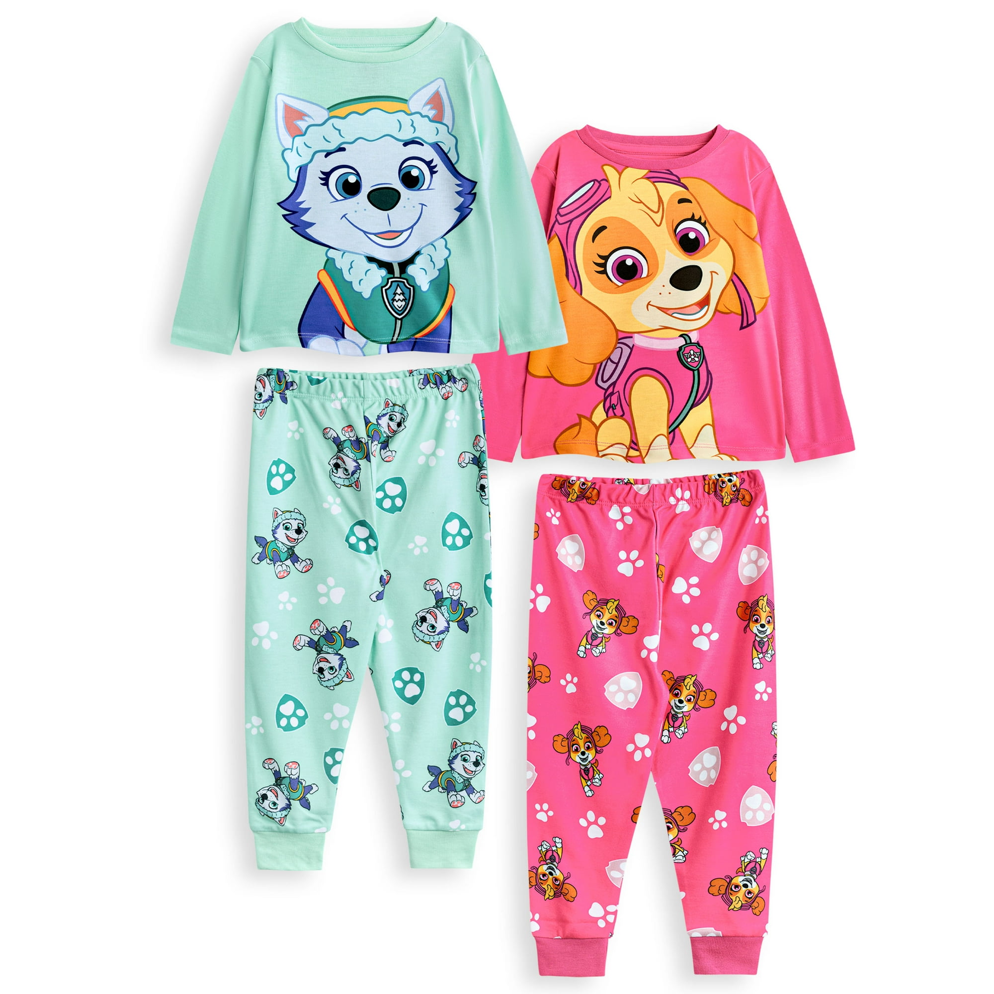 Paw Patrol Girls Multicoloured Multi-Pack Of 2 Long Sleeve Long Leg Pyjama Set