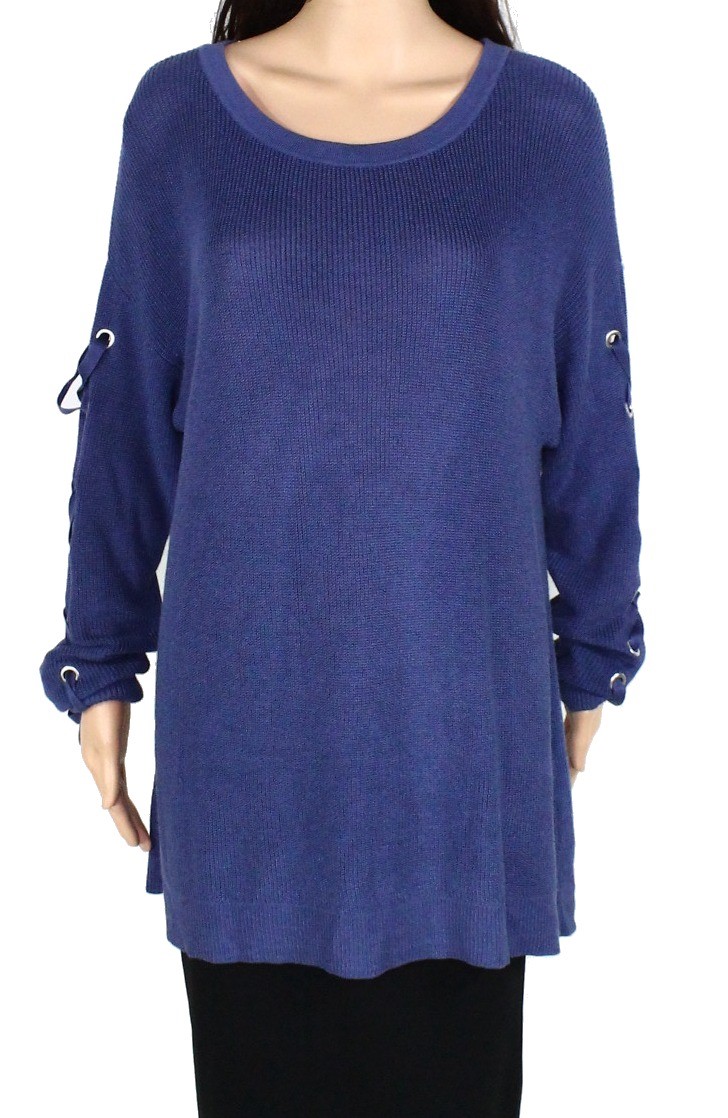 Sweater Blue Size 3X Plus Knit Lace 