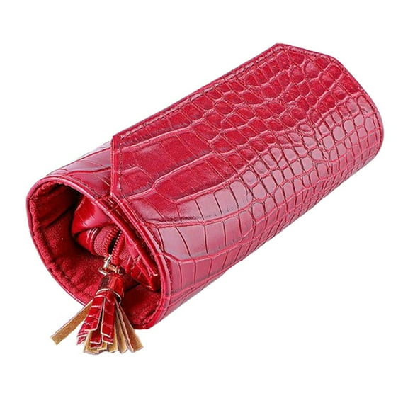 Travel Jewelry Case Organizer, Foldable Storage Roll for Earrings, Necklaces, Rings, Bracelets, Brooches, Women Wallet Purple