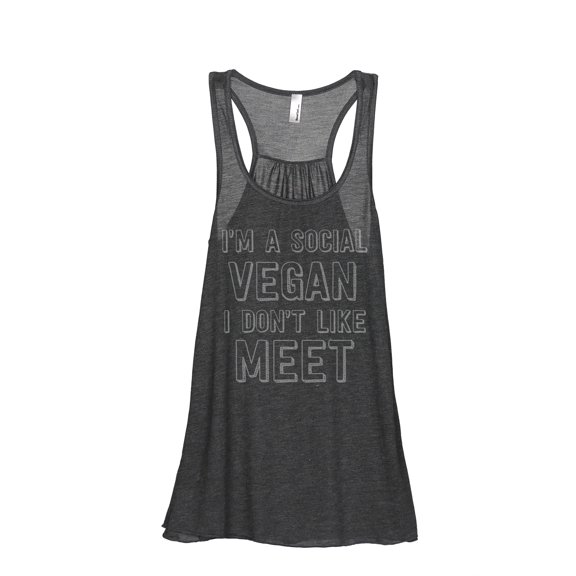 Thread Tank Social Vegan Women's Sleeveless Flowy Racerback Tank Top Charcoal Small
