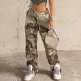 thumbnail image 2 of Prolriy Cargo Pants Women Pants for Women High Waist Stretch Cargo Pants Women Baggy Multiple Pockets Relaxed Fit Straight Wide Leg Pants Women's Pants Camouflage M, 2 of 7