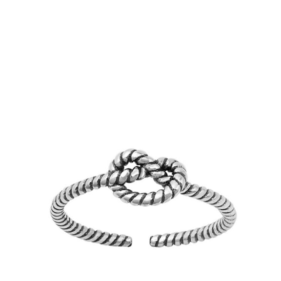 Sterling Silver Love Knot Rope Toe Ring Adjustable Midi Band .925 New Jewelry Female Unisex